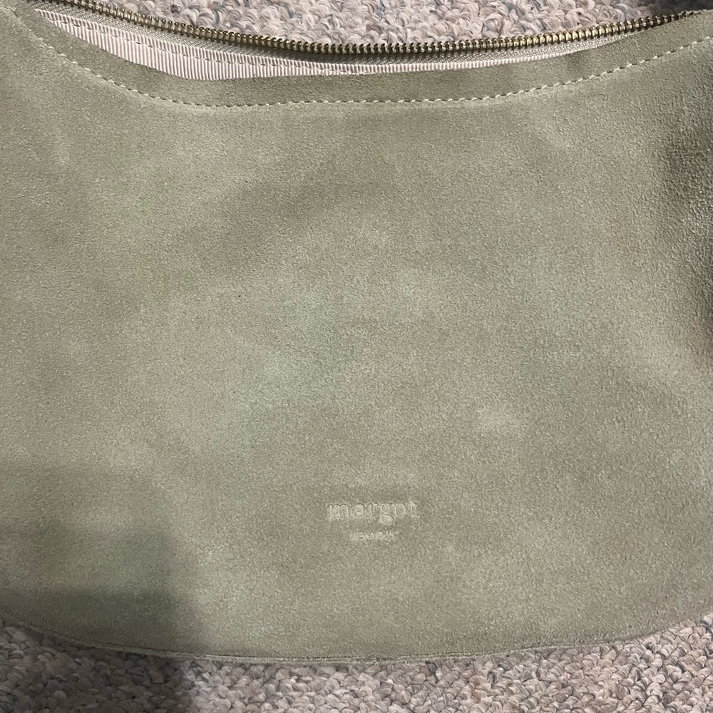 Margot New York Suede Shoulder Bag in Olive Green - Picture 2 of 4
